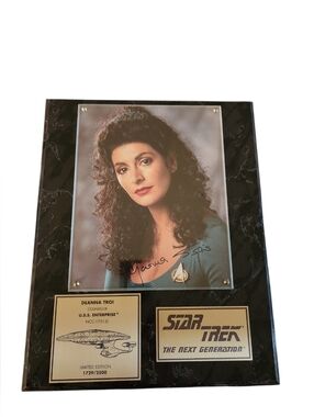Marina Sirtis Deanna Troy Autograph 1729/2500 Limited Edition Plaque w/ Receipt